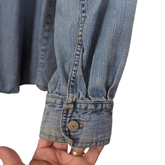 Vintage Levi’s Red Tab Denim Shirt Men’s L Distressed Button Front Long Sleeve - Picture 6 of 16